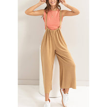 LINEN BLENDED OVERALL JUMPSUIT: CAMEL